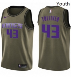 Youth Nike Sacramento Kings 43 Anthony Tolliver Swingman Green Salute to Service NBA Jersey