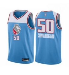 Youth Sacramento Kings 50 Caleb Swanigan Swingman Blue Basketball Jersey City Edition 