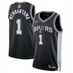 Men San Antonio Spurs 1 Victor Wembanyama Black 2026 Final Patch Association Edition Stitched Basketball Jersey