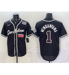 Men San Antonio Spurs 1 Victor Wembanyama Black USA 250 Patch Stitched Baseball Jersey Men San Antonio Spurs 1 Victor Wembanyama Black USA 250 Patch Stitched Baseball Jersey