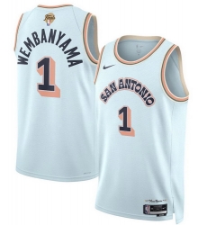 Men San Antonio Spurs 1 Victor Wembanyama Light Blue 2026 Final Patch City Edition Stitched Basketball Jersey