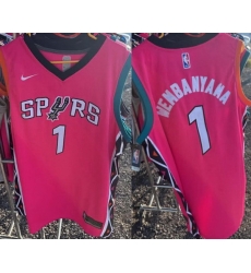 Men San Antonio Spurs  1 Victor Wembanyama Pink Stitched Basketball Jersey