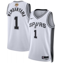 Men San Antonio Spurs 1 Victor Wembanyama White 2026 Final Patch Association Edition Stitched Basketball Jersey