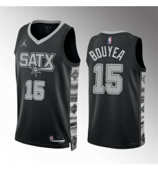 Men San Antonio Spurs 15 Jamaree Bouyea Black Statement Edition Stitched Basketball Jersey