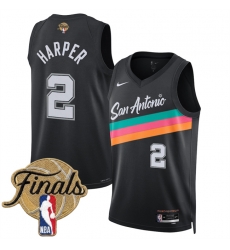 Men San Antonio Spurs  2 Dylan Harper Black 2026 Finals Patch City Edition Stitched Basketball Jersey
