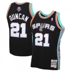 Men San Antonio Spurs 21 Tim Duncan Black 2020 Hardwood Classics Swingman Stitched Jersey