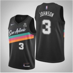 Men San Antonio Spurs 3 Keldon Johnson Black 2021 Nike City Edition Swingman Stitched NBA Jersey With The NEW Sponsor Logo