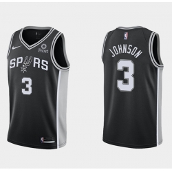 Men San Antonio Spurs 3 Keldon Johnson Icon Edition Black Stitched Jersey