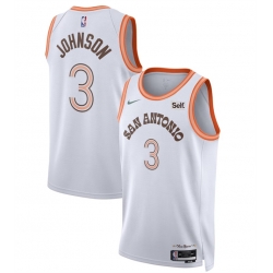 Men San Antonio Spurs 3 Keldon Johnson White 20233 24 City Edition Stitched Basketball Jersey