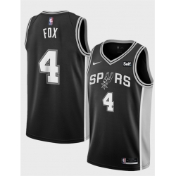 Men San Antonio Spurs 4 De 27Aaron Fox Black 2025 Icon Edition Stitched Basketball Jersey