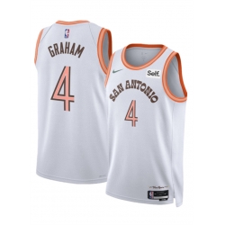 Men San Antonio Spurs 4 Devonte 27 Graham White 2023 24 City Edition Stitched Basketball Jersey