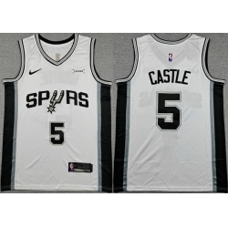 Men San Antonio Spurs  5 Stephon Castle White 2025 26 Association Edition Stitched Basketball Jersey