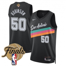 Men San Antonio Spurs  50 David Robinson Black 2026 Finals Patch City Edition Stitched Basketball Jersey