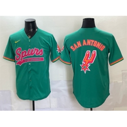 Men San Antonio Spurs Team Big Logo Teal Stitched Baseball Jersey
