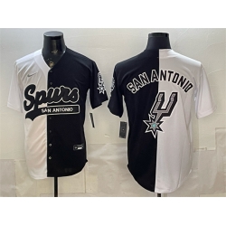 Men San Antonio Spurs Team Big Logo White Black Stitched Jersey