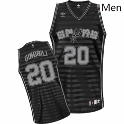 Mens Adidas San Antonio Spurs 20 Manu Ginobili Swingman BlackGrey Groove NBA Jersey