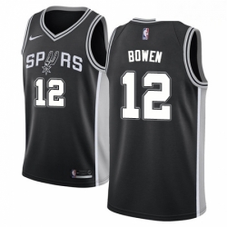 Mens Nike San Antonio Spurs 12 Bruce Bowen Swingman Black Road NBA Jersey Icon Edition