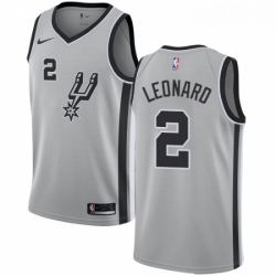 Mens Nike San Antonio Spurs 2 Kawhi Leonard Authentic Silver Alternate NBA Jersey Statement Edition