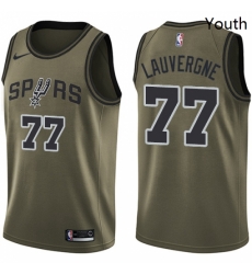 Youth Nike San Antonio Spurs 77 Joffrey Lauvergne Swingman Green Salute to Service NBA Jersey 