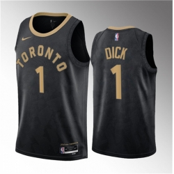 Men Toronto Raptors 1 Gradey Dick Black 2023 Draft City Edition Stitched Basketball Jersey