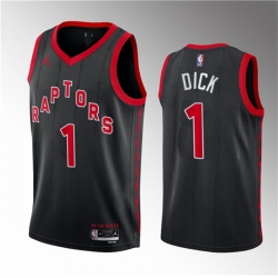 Men Toronto Raptors 1 Gradey Dick Black 2023 Draft Statement Edition Stitched Basketball Jersey