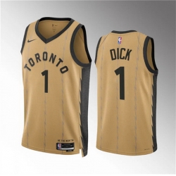 Men Toronto Raptors 1 Gradey Dick Gold 2023 24 City Edition Stitched Basketball Jersey