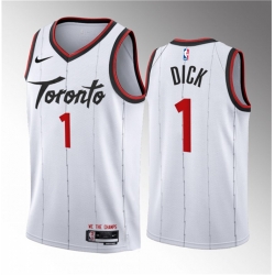 Men Toronto Raptors 1 Gradey Dick White 2023 24 Association Edition Stitched Basketball Jersey