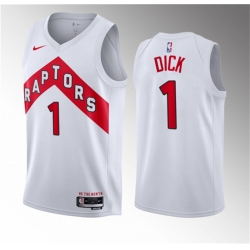 Men Toronto Raptors 1 Gradey Dick White 2023 Draft Association Edition Stitched Basketball Jersey