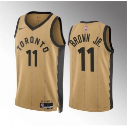 Men Toronto Raptors 11 Bruce Brown Jr Gold 2023 24 City Edition Stitched Basketball Jersey