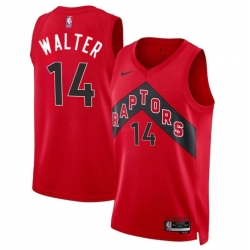 Men Toronto Raptors 14 Ja u2019Kobe Walter Red 2024 Draft Icon Edition Stitched Basketball Jersey