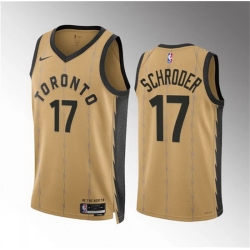 Men Toronto Raptors 17 Dennis Schroder Gold 2023 24 City Edition Stitched Basketball Jersey