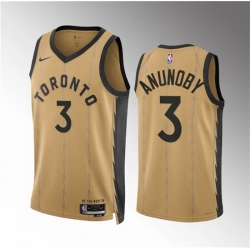 Men Toronto Raptors 3 O G  Anunoby Gold 2023 24 City Edition Stitched Basketball Jersey