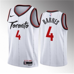 Men Toronto Raptors 4 Scottie Barnes White 2023 24 Association Edition Stitched Basketball Jersey