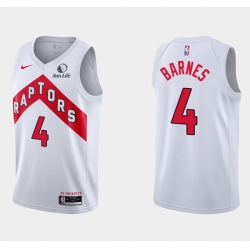 Men Toronto Raptors 4 Scottie Barnes White Association Edition Stitched Basketball Jersey