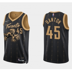 Men Toronto Raptors 45 Dalano Banton 2021 22 City Edition Black 75th Anniversary Swingman Stitched Basketball Jersey