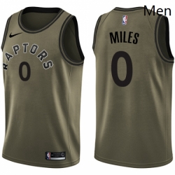 Mens Nike Toronto Raptors 0 CJ Miles Swingman Green Salute to Service NBA Jersey 