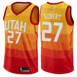 Jazz  27 Rudy Gobert Orange Basketball Swingman City Edition 2019 20 Jersey