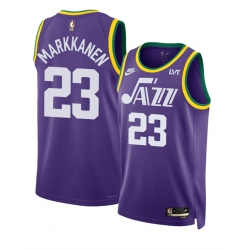 Men Utah Jazz 23 Lauri Markkanen Purple 2023 Classic Edition Stitched Basketball Jersey