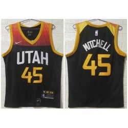 Men Utah Jazz 45 Donovan Mitchell Black 2020 21 City Edition Nike Swinman