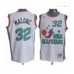 Mens Mitchell and Ness Utah Jazz 32 Karl Malone Swingman White 1996 All Star Throwback NBA Jersey