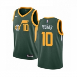 Mens Nike Utah Jazz 10 Alec Burks Green Swingman Jersey Earned Edition