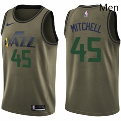 Mens Nike Utah Jazz 45 Donovan Mitchell Swingman Green Salute to Service NBA Jersey 