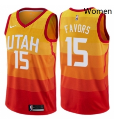 Womens Nike Utah Jazz 15 Derrick Favors Swingman Orange NBA Jersey City Edition