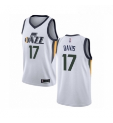 Youth Utah Jazz 17 Ed Davis Swingman White Basketball Jersey Association Edition 