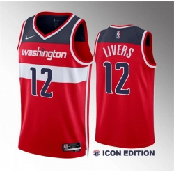 Men Washington Wizards 12 Isaiah Livers Red Icon Edition Stitched Basketball Jersey