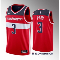 Men Washington Wizards 3 Chris Paul Red Icon Edition Stitched Jersey