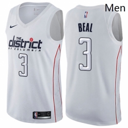 Mens Nike Washington Wizards 3 Bradley Beal Authentic White NBA Jersey City Edition 