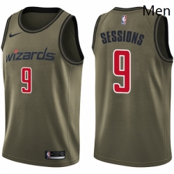 Mens Nike Washington Wizards 9 Ramon Sessions Swingman Green Salute to Service NBA Jersey 