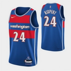 Men's Washington Wizards #24 Corey Kispert 75th Anniversary 2021 2022 Blue City Edition Swingman Stitched Jersey