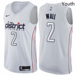 Youth Nike Washington Wizards 2 John Wall Swingman White NBA Jersey City Edition